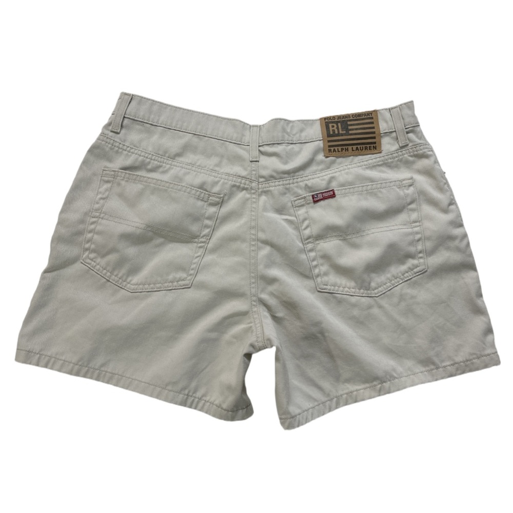 RL POLO JEAN'S CO. women's beige 5" denim saturday shorts, 14 US.